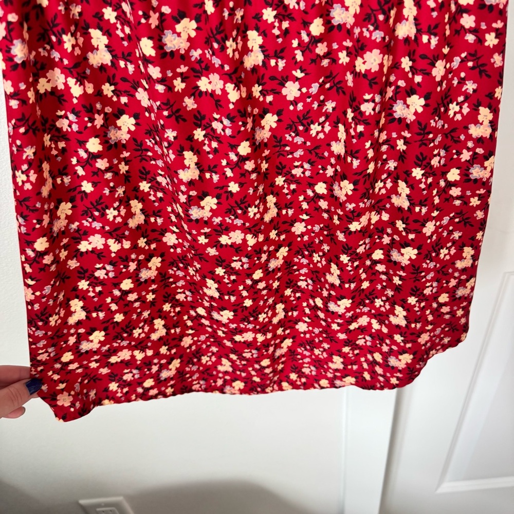 Kimchee Blue Silky Sabrina Shirt Dress Size Small Red Floral ASO Vampire Diaries - Picture 14 of 16